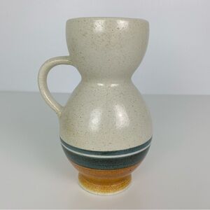 Lapid Israel Vase Handle Modernist Handpainted Ester Vtg Beige Brown Speckled